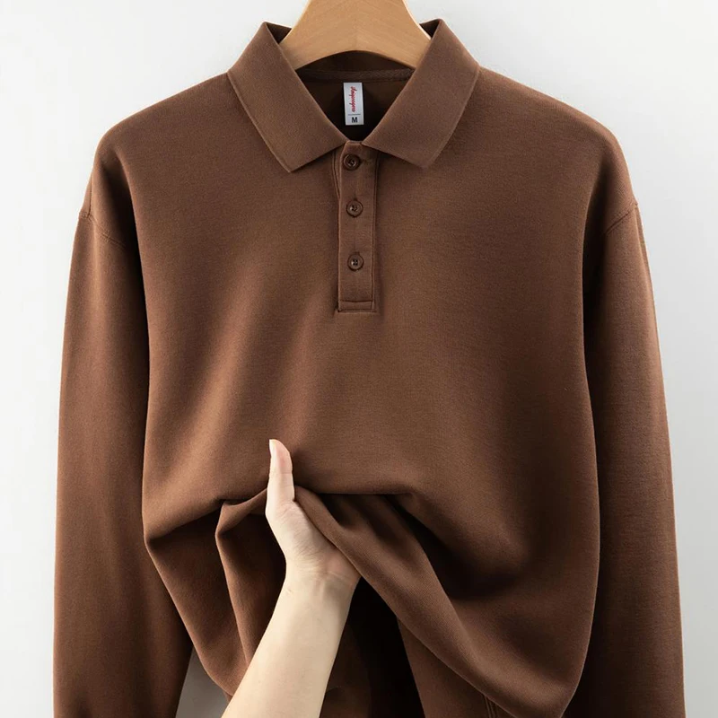 شعار مخصص قسط دافئ الربع بلوزات للجنسين 310 gsm المخملية بولو طوق جودة القطن رجالي بلوزات LS-GT2516