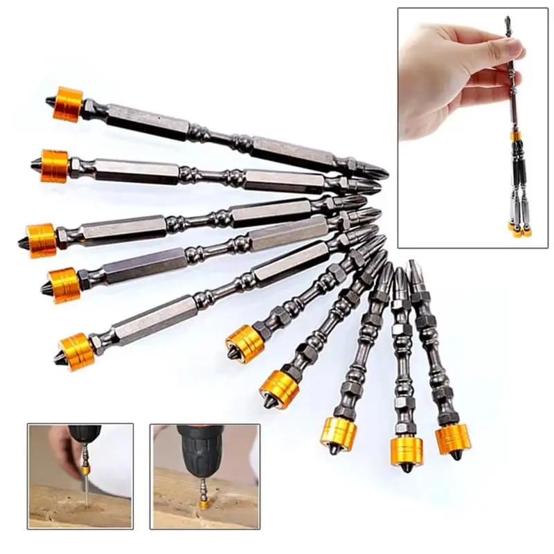 10 Pcs 1/4 Inch Hex Shank PH2 Magnetic Phillips Screwdriver Bits with Magnetic Ring for Electric Screwdriver