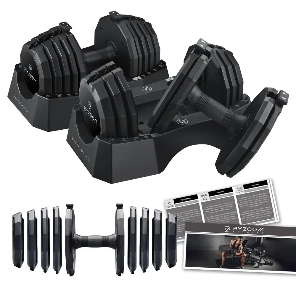 

Classic Series 50 55LB Adjustable Dumbbell Pair Set of 2 OR Single Unit Check qty before purchase, 5in1 OR 15in1 Patented Secur