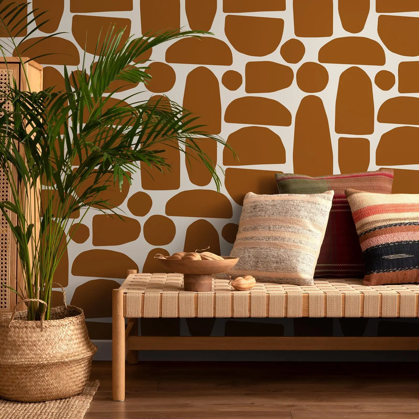 Mid-Century Modern Wallpaper Peel and Stick,Abstract Geometric Wall Mural For Home Decoration,Self Adhesive Or Traditional Paper