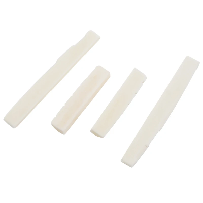 4 مجموعات من 8 قطع مكونة من 6 أوتار سرج جسر عظمة الجيتار الصوتي وصمولة مصنوعة من عظم حقيقي