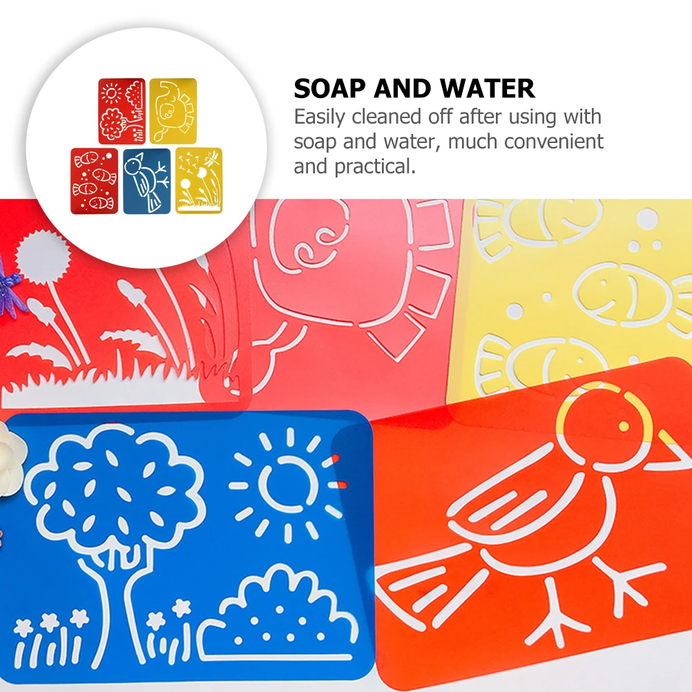 

5pcs Painting Stencils For Reusable Hollow-Out Diy Drawing Molds A4 Painting Supplies Craft Tools Fabric Wall Card