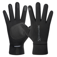 1 Pair Safety Riding Gloves Winter Warm Touch Screen Non-slip Gloves Windproof Waterproof All-finger Cycling Gloves (Black, L)