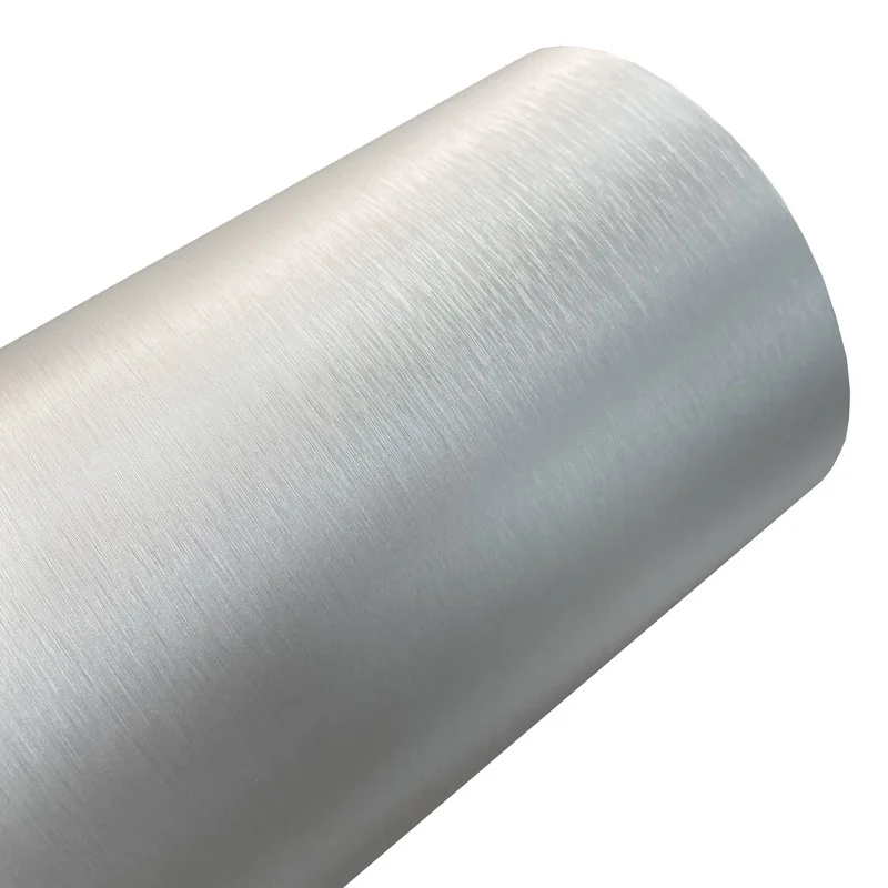 Hochwertige, silberfarbene Vinylrolle aus gebürstetem Stahl mit selbstklebender Aufkleber zum Selbermachen, Autoverpackfolie