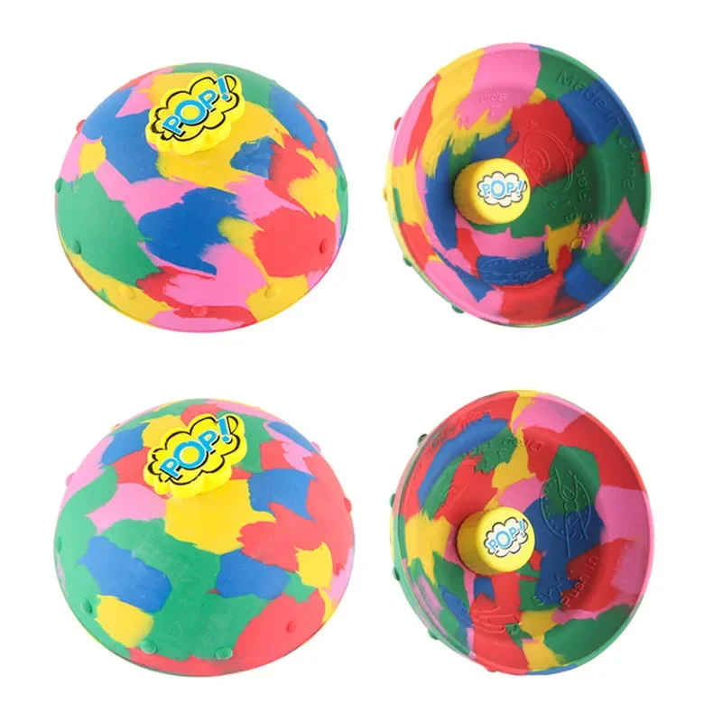 Hip Hop Jump Half Side Bouncing Ball Anti Stress Fidget Toys For Kids Indoor Outdoor Fun Camouflage Pop Bounce Bowl Spinning Top