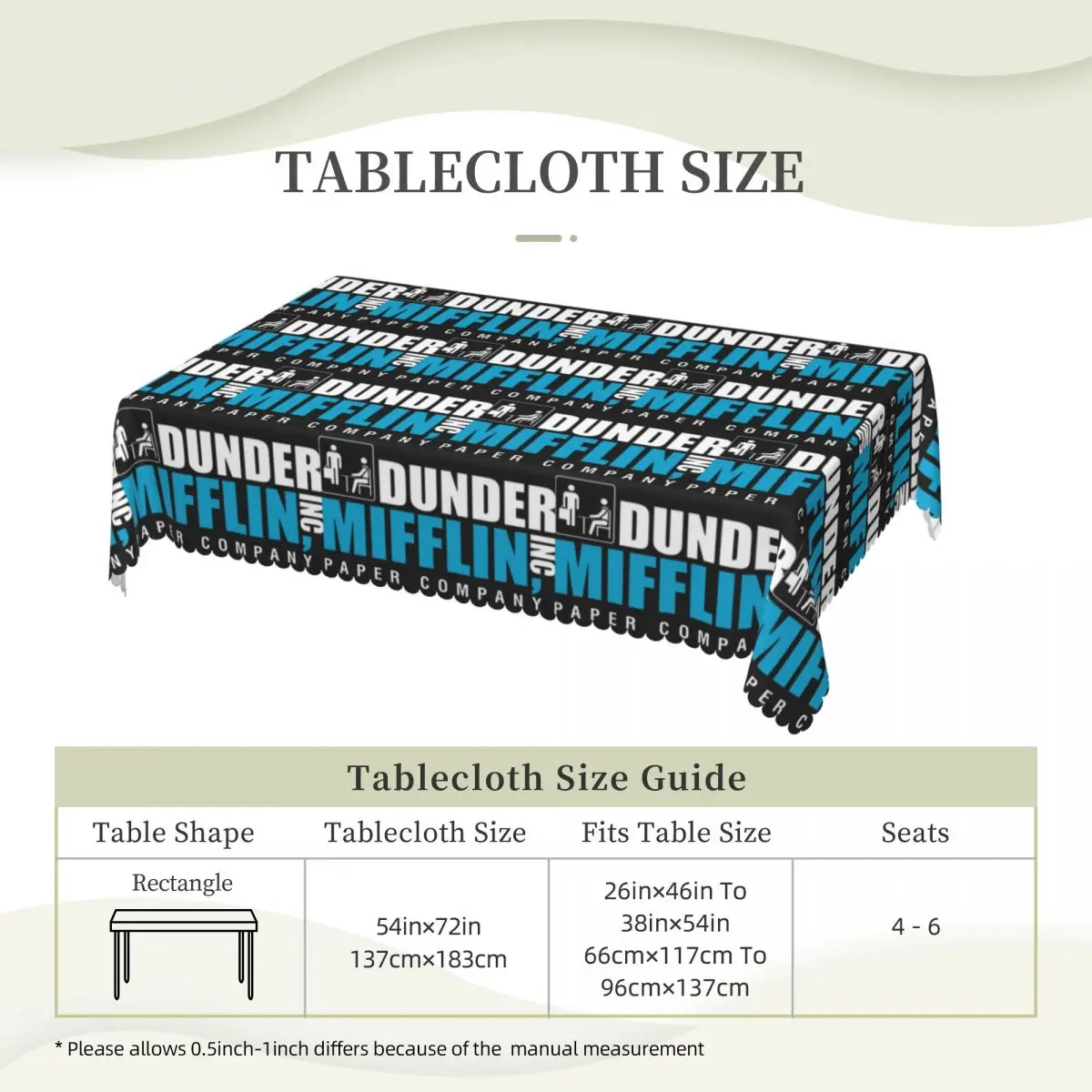 Dunder Mifflin Paper Company Essential Rectangular Tablecloth Waterproof Table Cover for Festival Party Decorations Table Cloth
