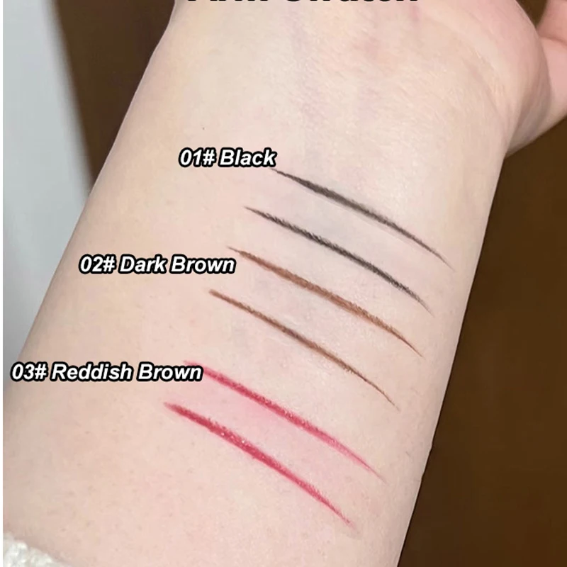 معجون تحديد العيون الأحمر غير اللامع المقاوم للماء مع فرشاة شفرة ناعمة وسهلة التلوين كحل جل جريء كريم دودة القز لون طبيعي