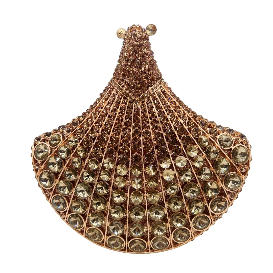 

Elegant Fan-Shaped Evening Clutch, Rhinestone or Beaded Bridal Party Purse for Women, 2025 New Design