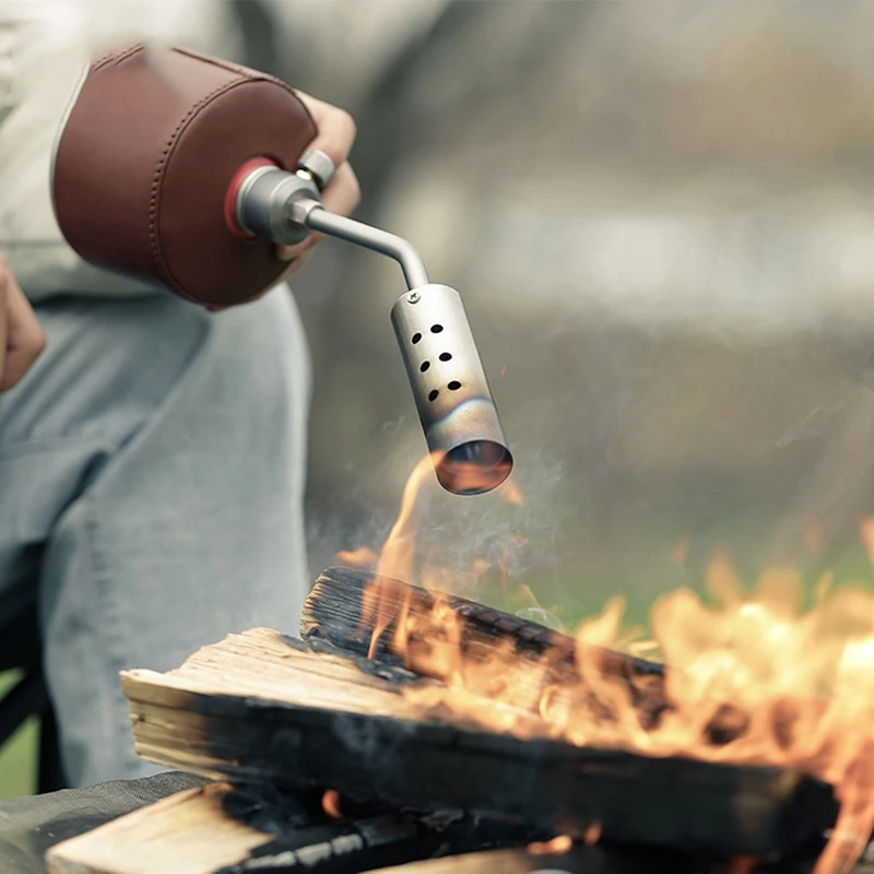 Stainless Steel Fierce Fire Nozzle Alpine Style With Preheating Pipe Flamethrower Barbecue Fire Point Carbon