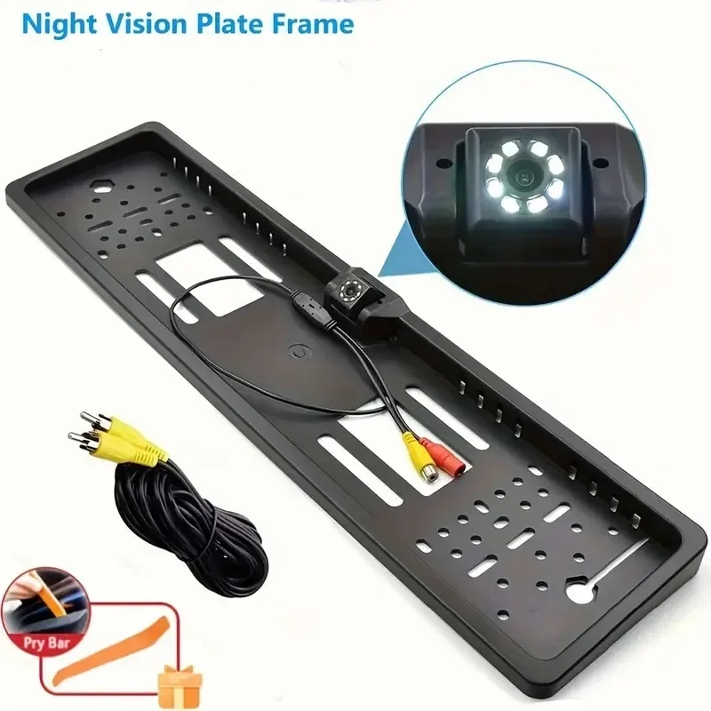 [Night Vision 8LEDs European License Plate Rearview Camera] Frame Reverse Car Backup Camera Universal 8 LED Universal For Truck