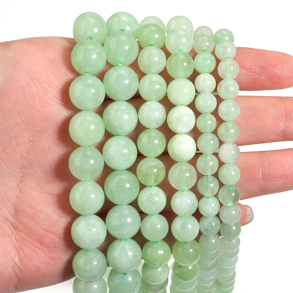 1 Strang Natursteinperlen 6/8/10 mm Grüner Jadestein Runde lose Perlen für DIY Schmuckherstellung Halskette Armbänder Zubehör