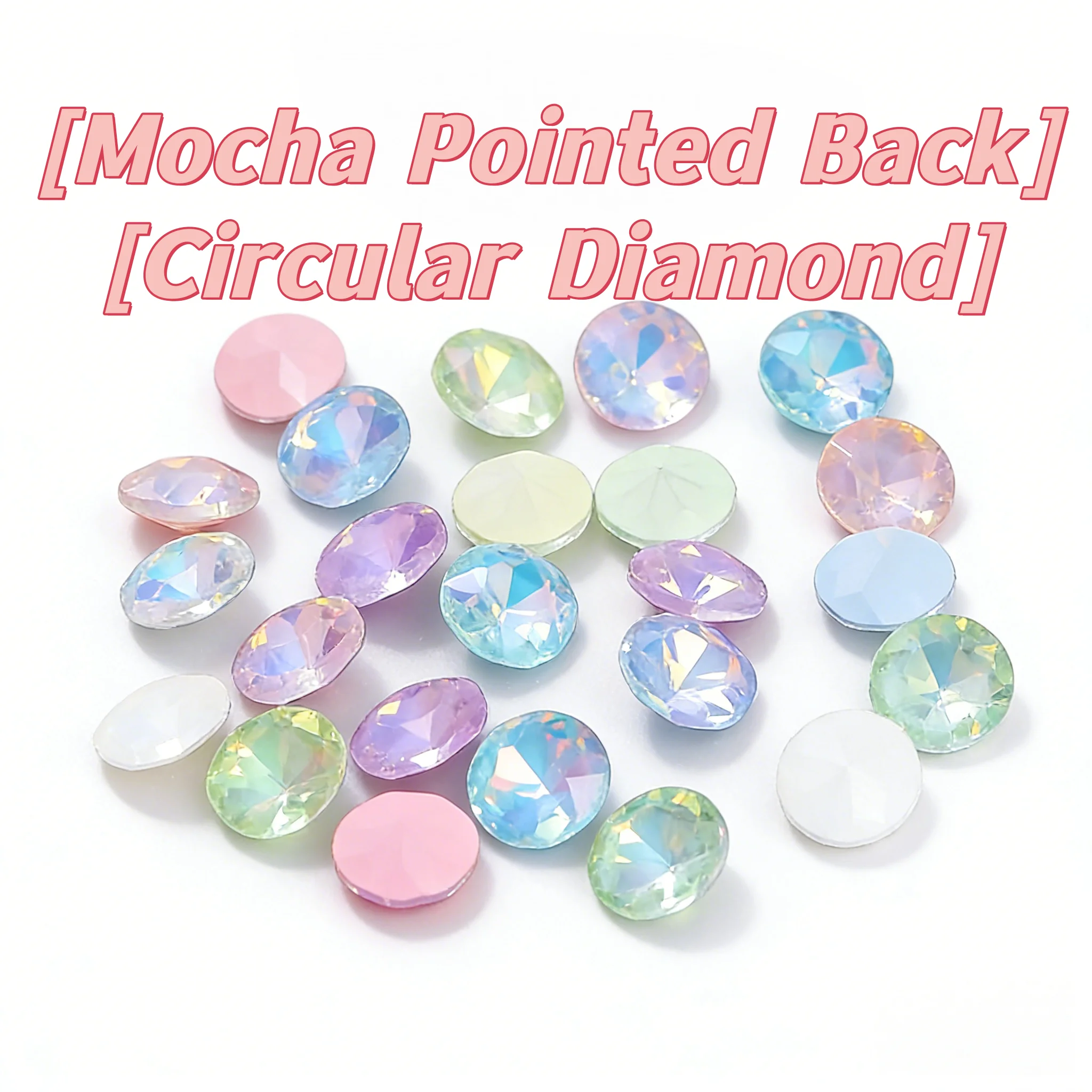 wholesale Round Diamonds Mocha Neon Nail Multi cut Crystal Pointed Bottom Nail Jewelry Super Sparkling Diamond Accessories