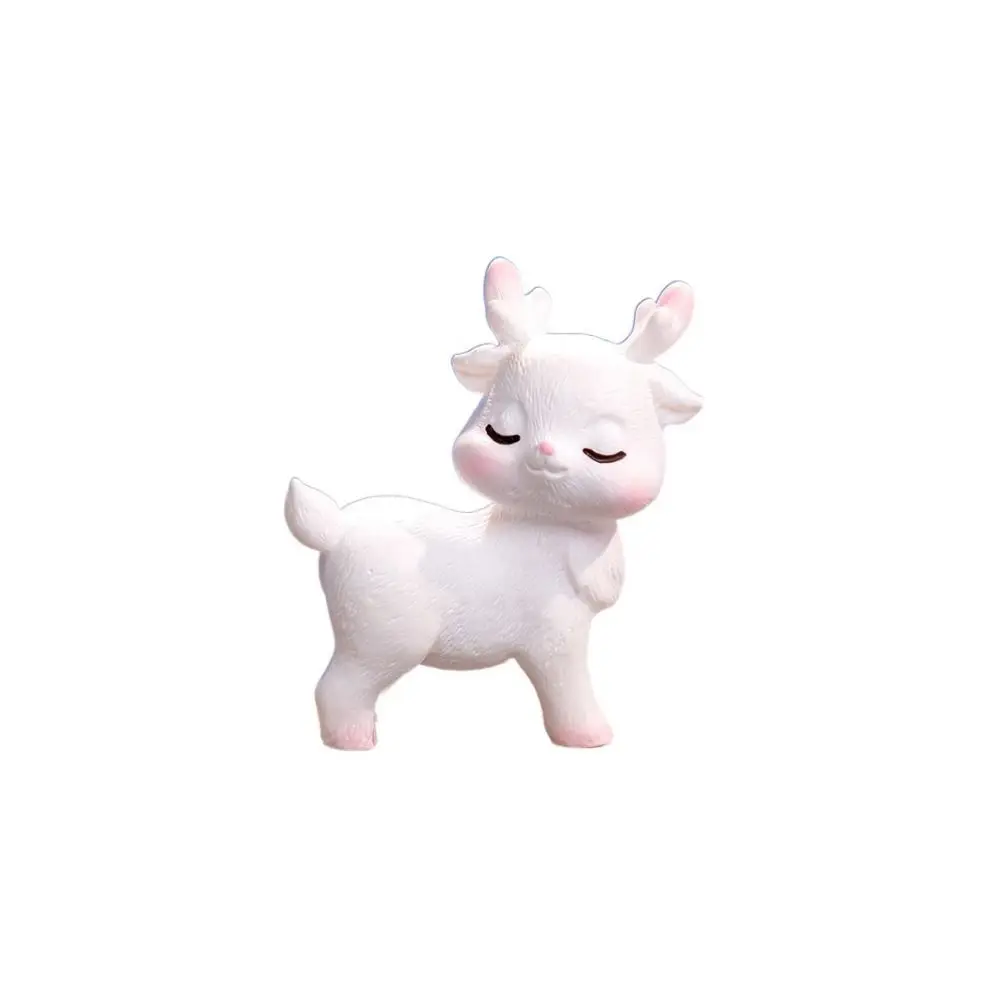 Decorative Mini Pink Deer Statue Cute Resin Fruit Baskets Statue Pink Deer Miniatures Pink Deer Car Dashboard Ornaments