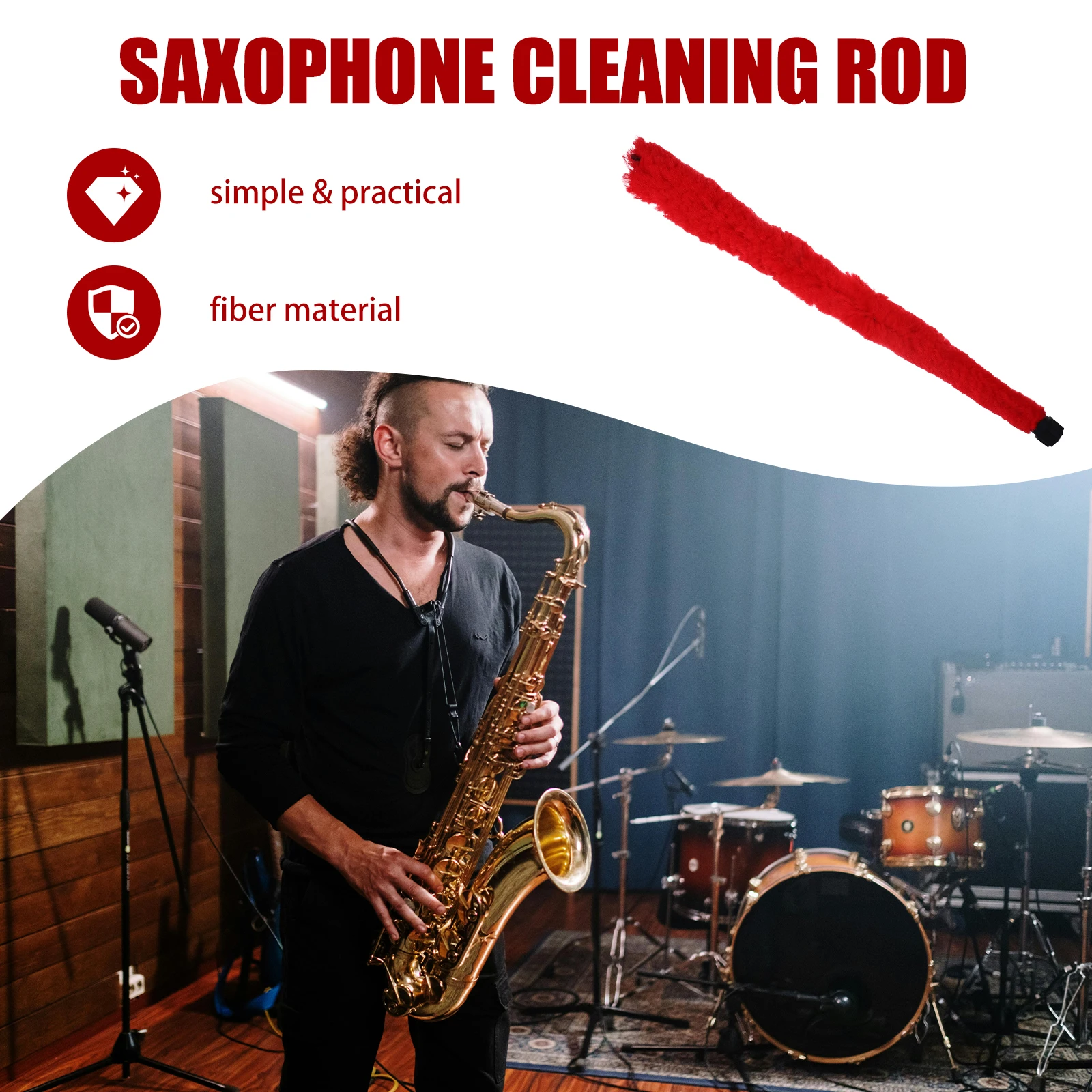 

Saxophone Cleaning Rod Red Brush Care Tool Cleaner Accessories Swab Suitable for