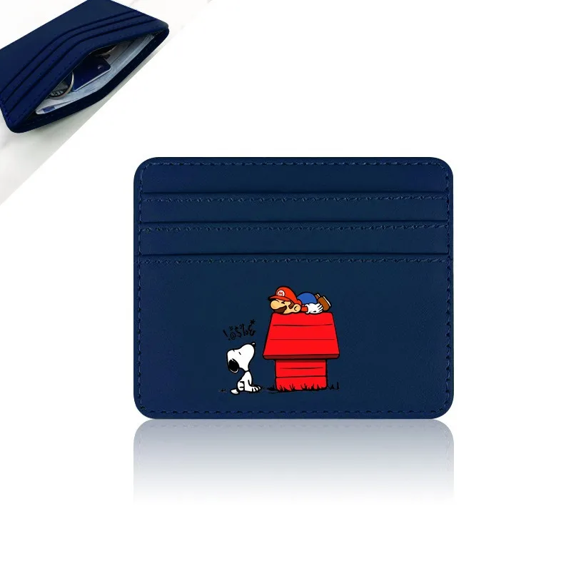 Cartera de Snoopies Kawaii para hombre y mujer, monedero con Mini tarjetero de dibujos animados, monedero de PU para licencia de conducir, 2024