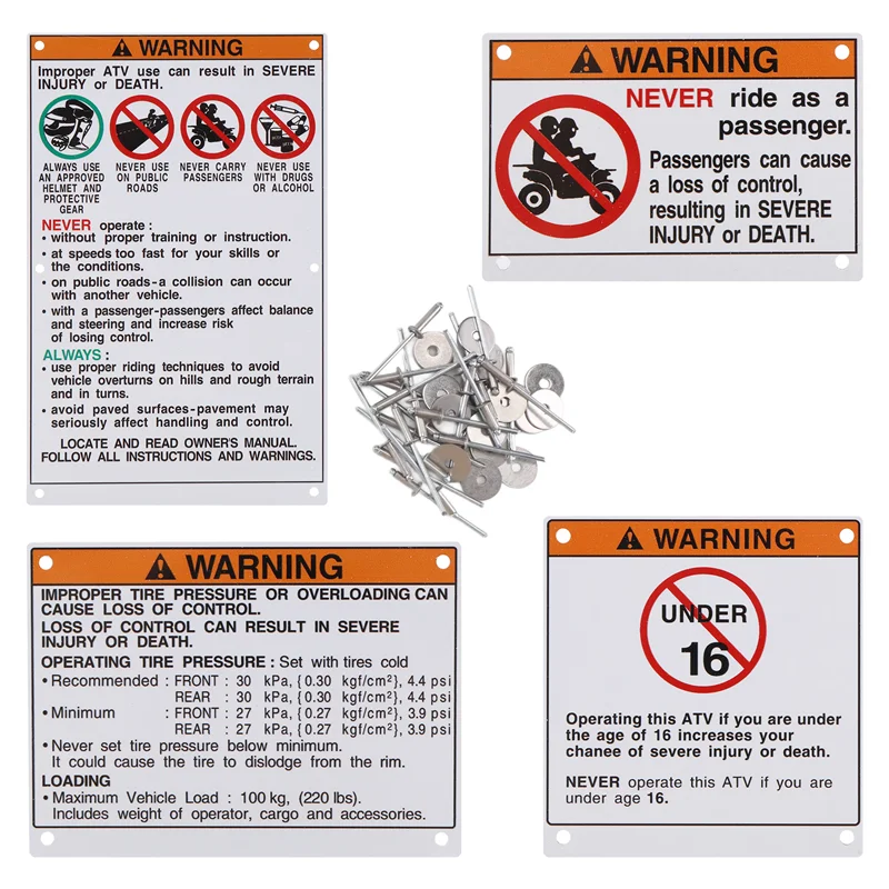 

Car Accessories Warning Decals Stickers Labels Aluminum Backed For Yamaha