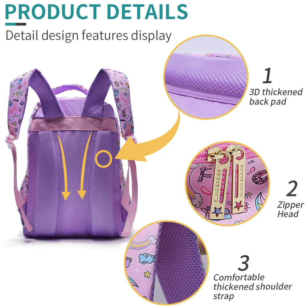 Pink Unicorn Backpack = Travel Bag Set 6
