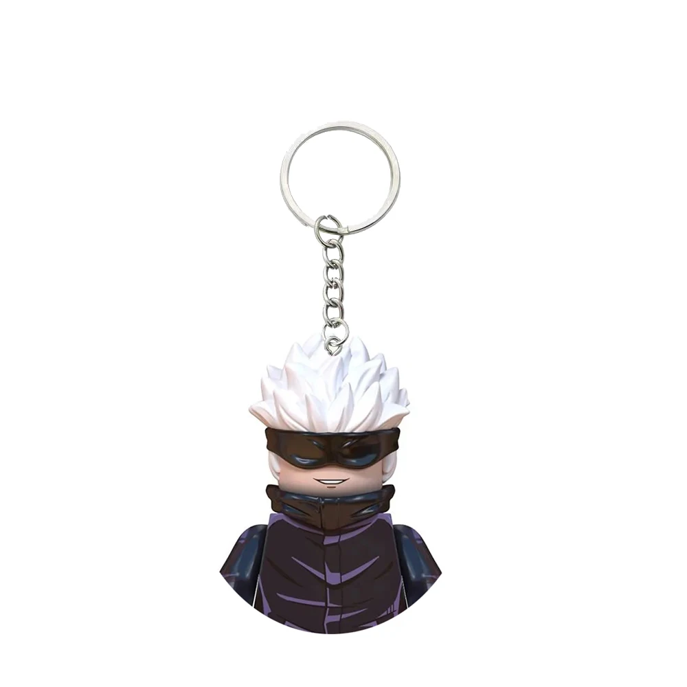 . Anime Jujutsu Kaisen Building Blocks Minifigures Keychain Gojo Satoru Itadori Yuji Figure Key Ring Backpack Pendant Kids Gift
