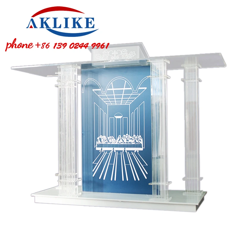 Standing Podium Auditorium Rostrum Popular Church Pulpit Modern Acrylic Lectern With Wheels Conference Dais Free Shipping