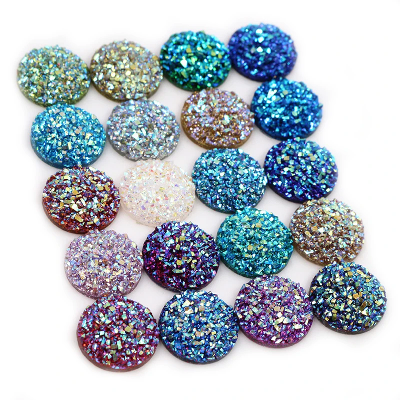 Nowa moda 40 sztuk 8/10/12mm Mix kolorów AB FlatBack Druzy żywica Cabochons dla bransoletka kolczyki DIY tworzenia biżuterii akcesoria — zdjęcie 3