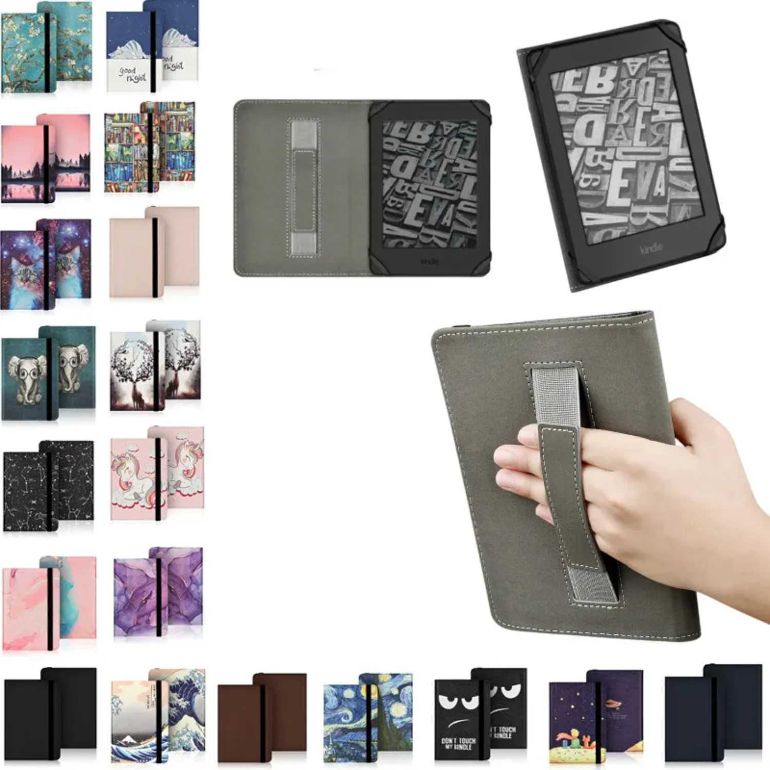 High-quality stylish protective ebook case with handstrap for Dexp L2 and Ebook S1 Symbol - Compatible with 6-inch EReaders Poke