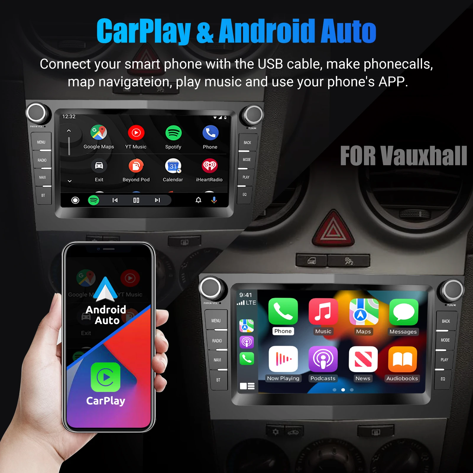 ESSGOO Radio samochodowe Multimedia 2G 32G Dla Opel Astra Vectra Vauxhall Antara Zafira Corsa C D Vivaro Meriva Wireless CarPlay Auto ﻿