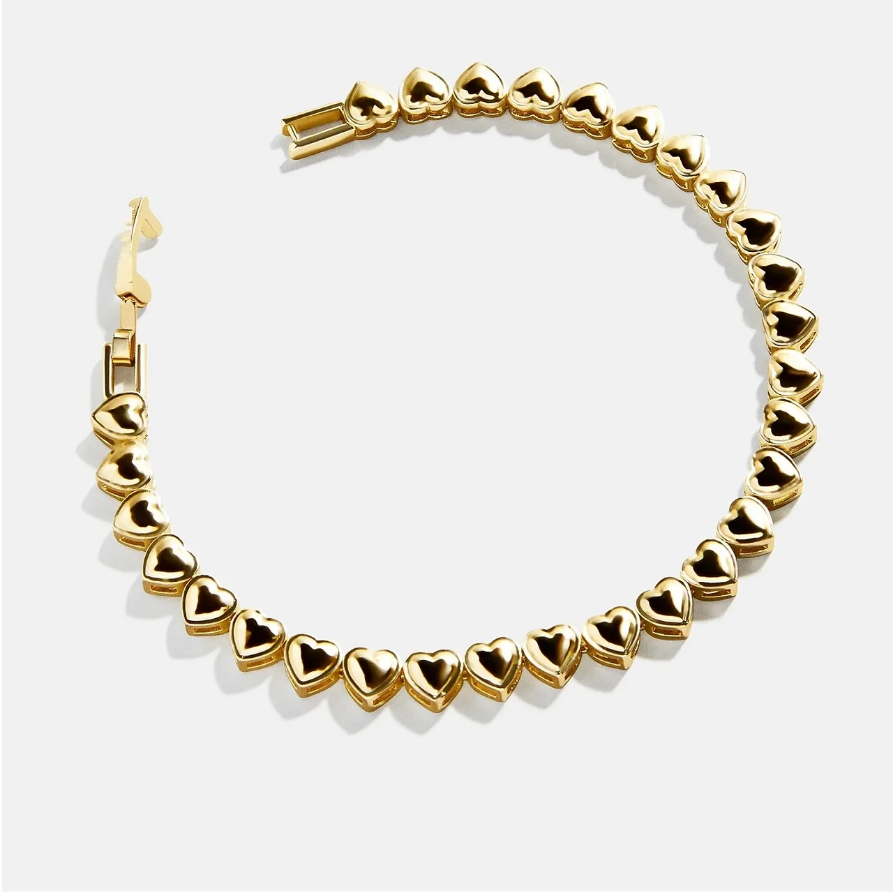Gold Color Puffy Plain Heart Charm Link Tennis Chain 2025 High Quality Fashion Women Jewelry