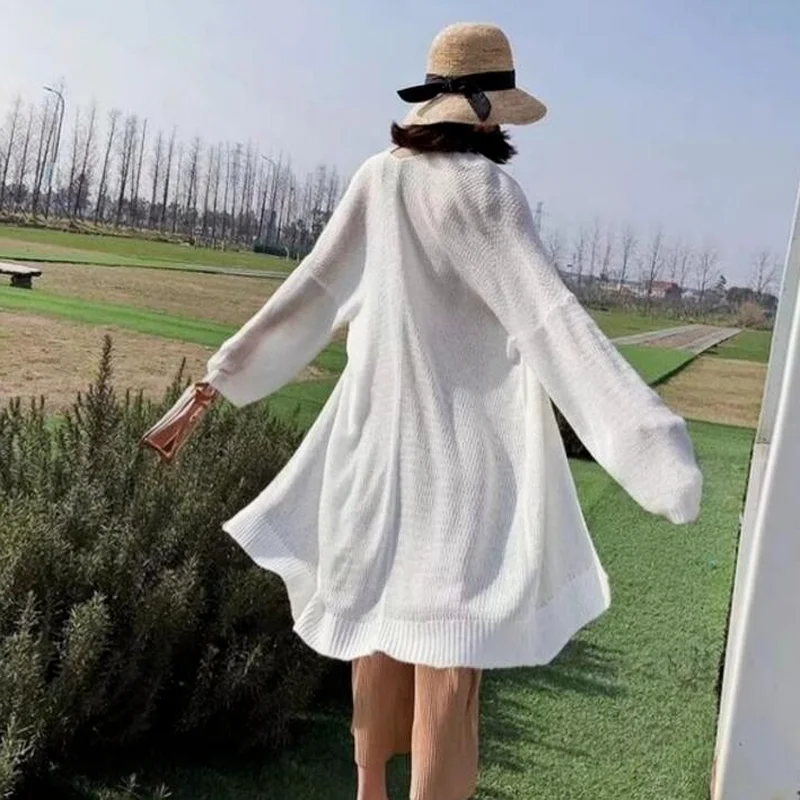 Cardigan Women Summer Sun-proof Hollow Out Solid Thin Soft Breathable Elegant Holiday Minimalist Female Fashion Ulzzang New Ins