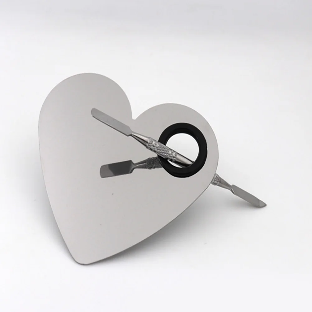

Heart Shaped Stainless Steel Palette Foundation Tool Spatula for Mixing Makeup Colors Creams Reusable Bag Professional