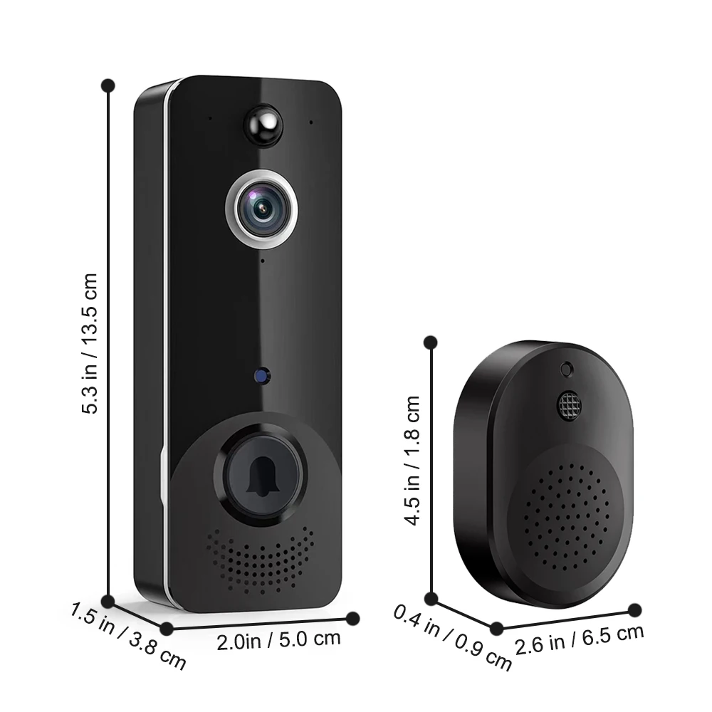 WiFi Video Doorbell Camera Chime Wireless CMOS Doorbell Support 2-Way Audio Motion Detection Infrared Night Vision Real-time