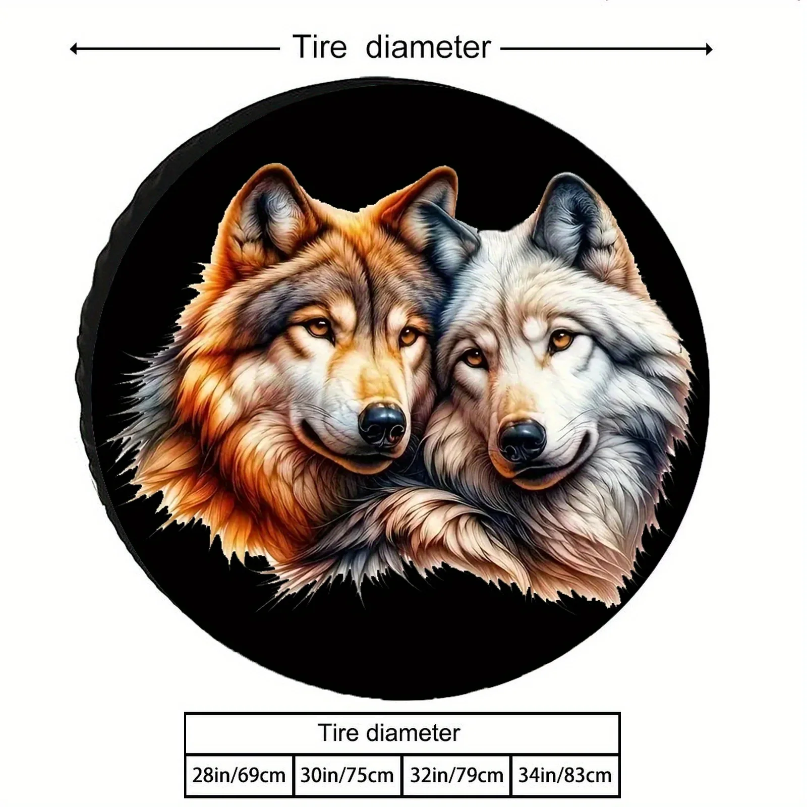 غطاء إطار بورتريه على شكل ذئاب مزدوجة من البوليستر المقاوم للعوامل الجوية لسيارات الدفع الرباعي RV #4