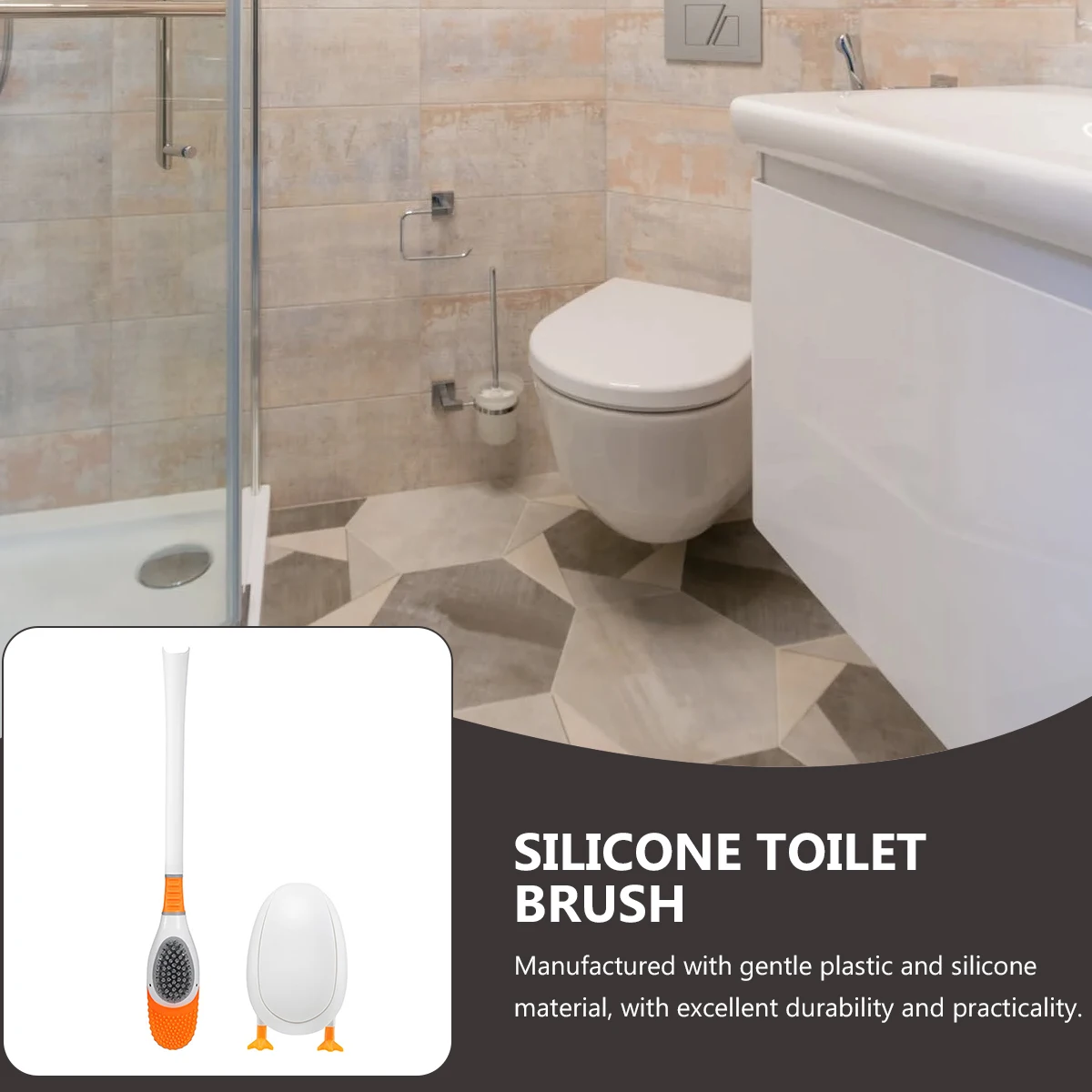 

1 set Silicone Toilet Brush Floor Stand Durable Scratch Resistant Easy Cleaning Home Hotel Use Sturdy Holder For Bathroom Gentle