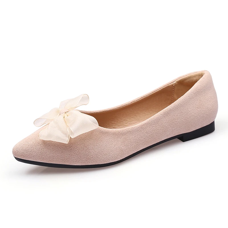 Bowknot Luxury Women\'s Flat Shoes Pointed Toe Shoes Large Size Work Shoes Soft Bottom Comfortable Ballet Flat Maternity Shoes