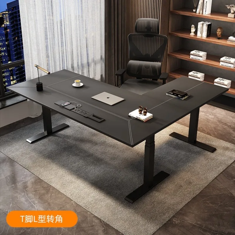 

Lifting table Computer desktop desk L-shaped corner leather desk