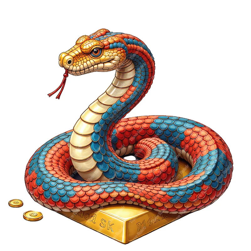 Three Ratels Colorful giant snakes and wealth art wall sticker for home Decoration Personalized car stickers