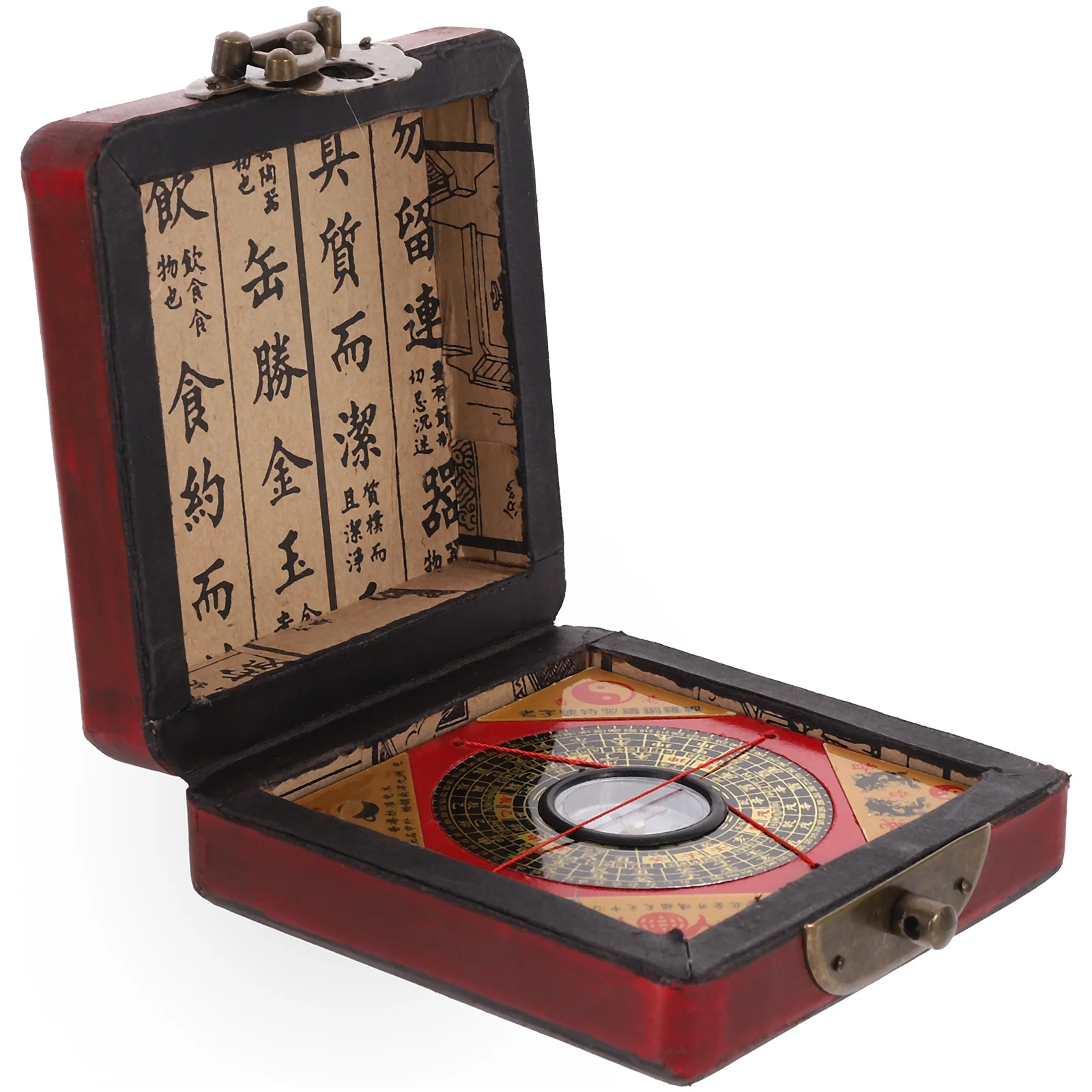 

Feng Shui Compass Chinese Wood nament Traditional Craft Measuring Retro Decor Round Adornment Mini Model Home Decor