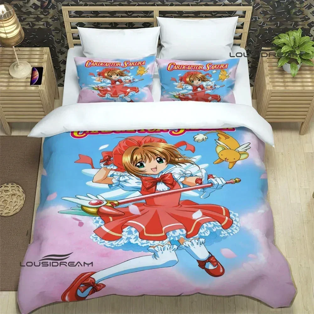 Exquisite Anime Card Captor Sakura Bedding Set,Duvet Cover Comforter Bed Set Quilt Cover Pillowcase,King Queen Twin Size Boys Gi