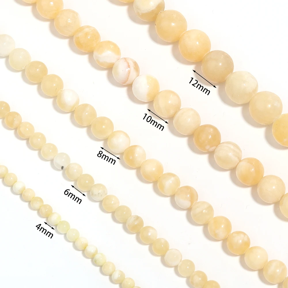 Natural Yellow Jade Stone Beads Round Loose Gemstone Beads For Jewelry Making DIY Necklace Bracelets Accessories 4/6/8/10/12mm