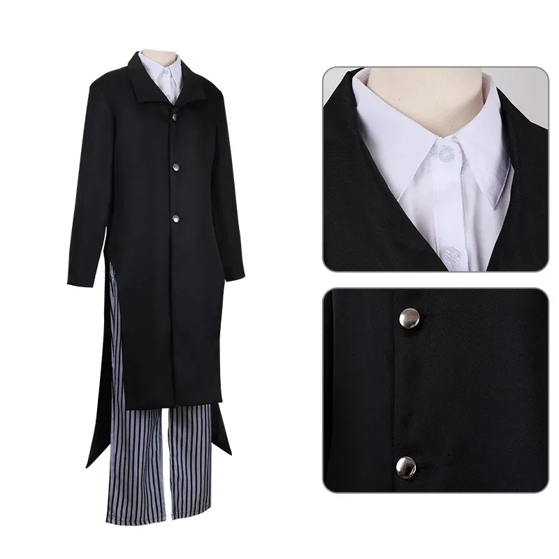 أنيمي القاتل Enmu تأثيري حلي شعر مستعار حلم الكبار الأسود موحدة مجموعة معطف قميص السراويل قفاز حفلة الهالوين الرجال Bla الملابس cm;5