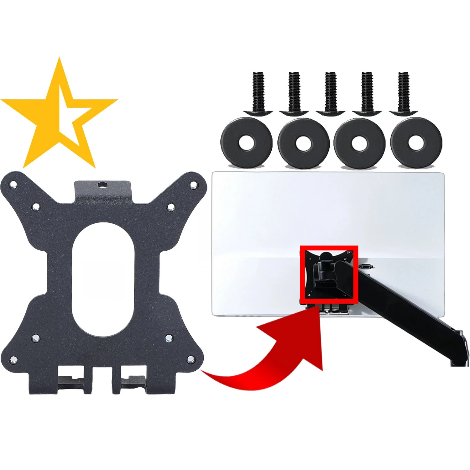 

VESA Wall Mount Adapter for HP 22cw 22xw 22cwa 23cw 24xw 25cw 25xw 27cw 27xw Monitor Bracket Mounts to 75x75 100x100 Stand / Arm