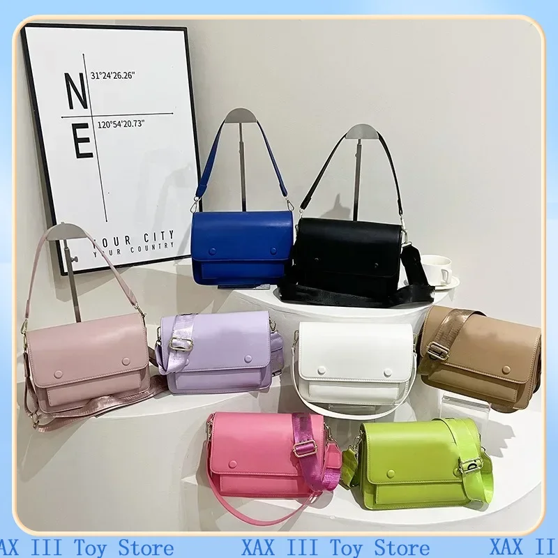 The New Fashion Women'S Shoulder Bag Classic Simple Solid Color Exquisite Crossbody Bag Leisure Commuter Clamshell Leather Bag