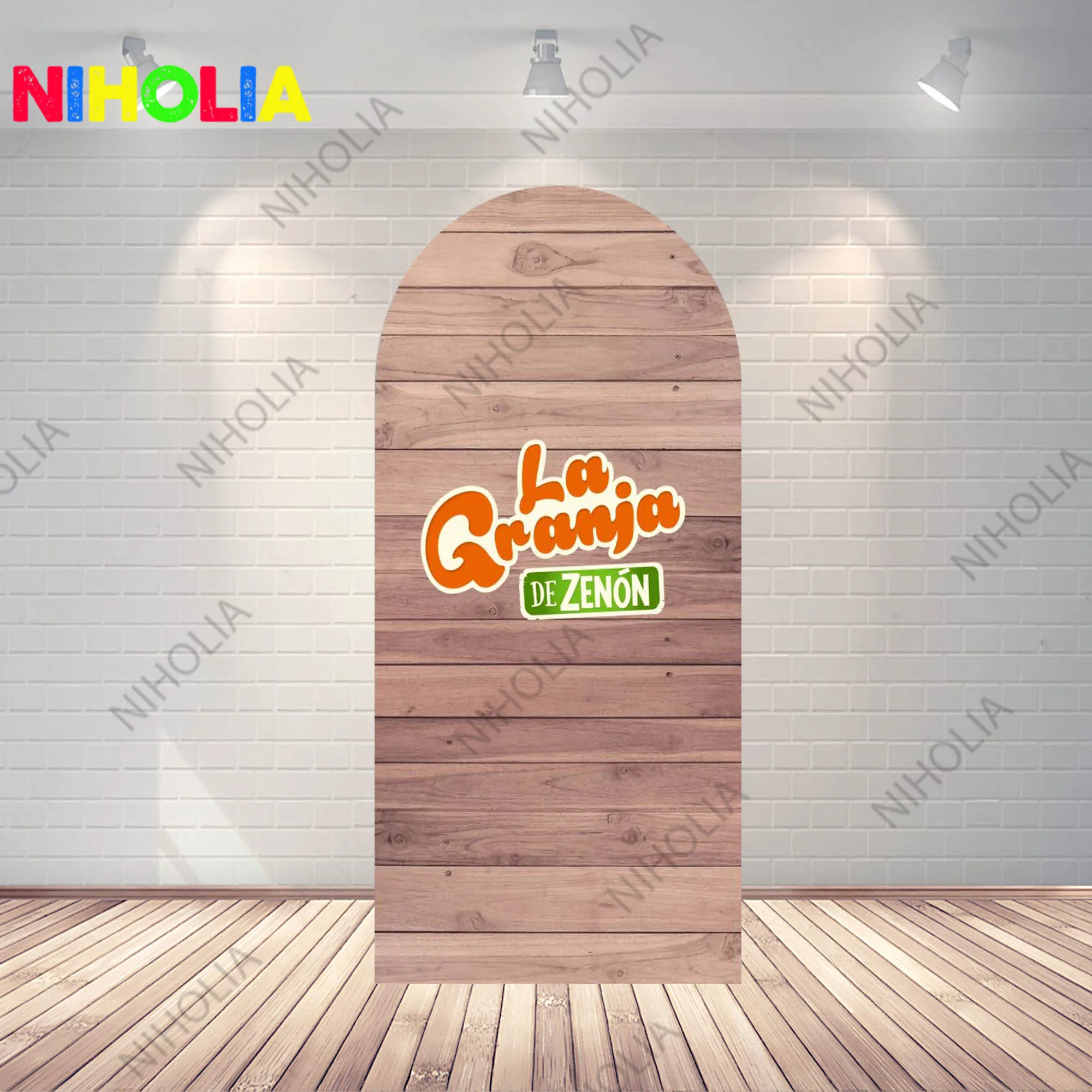 Niholia La Granja De Zenon 아치 배경 어린이 생일 파티 장식 베이비 샤워 Doubleside 패브릭 사진 부스 소품