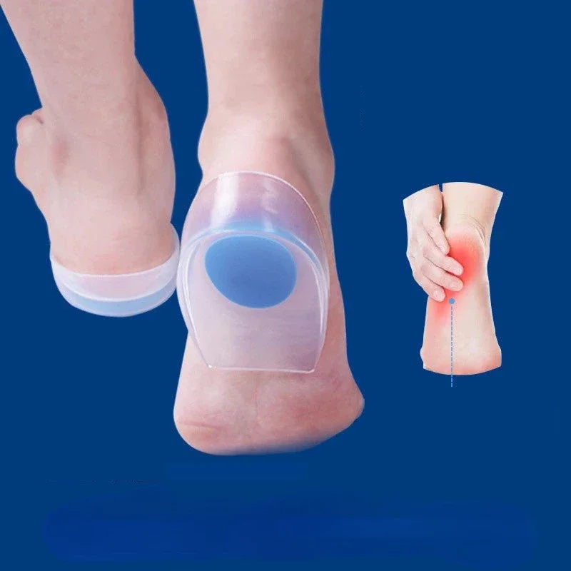 1pair Soft Silicone Gel Insoles for heel spurs pain Foot cushion Foot Massager Care Half Heel Insole Pad Height Increase