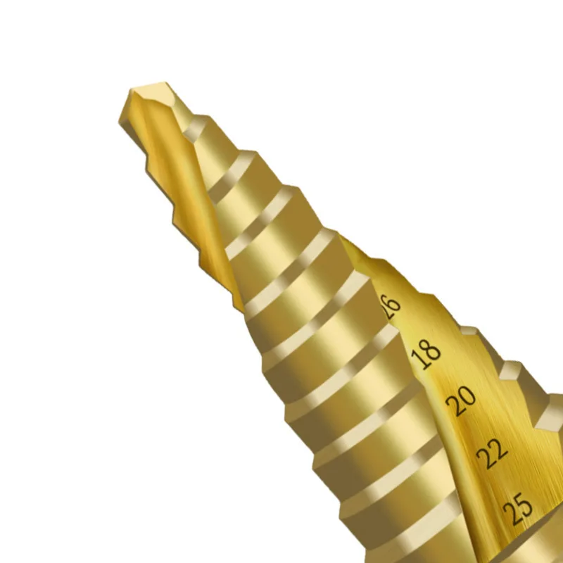 4241 Hexagonal Shank Step Drill 6-25mm Titanium Plated Spiral Groove Pagoda Bit HSS High Speed Steel Reamer Drill