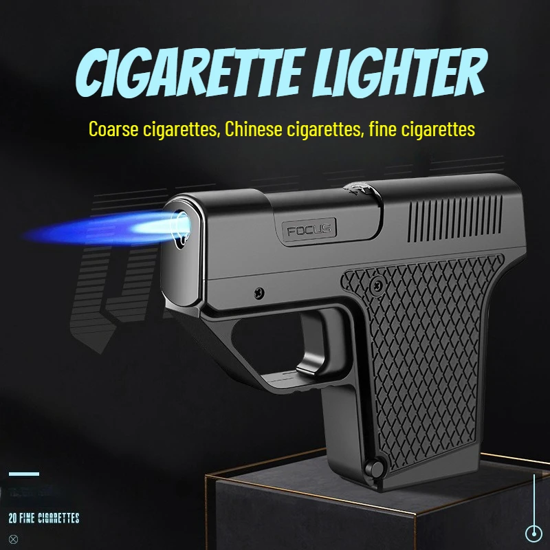 

New Windproof Inflatable Lighter Strange Gun Type Cigarette Box Integrated Lighter Ignition Gun High-end Men's Cigarette Lighter
