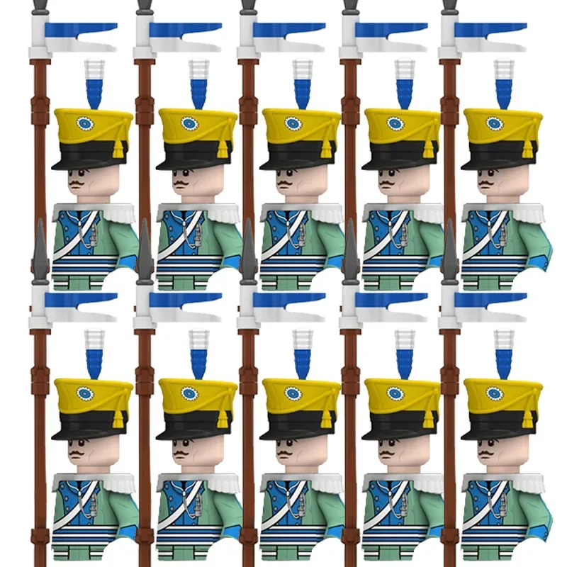 Kids Toys 10Pcs/Lots Napoleonic Wars British Infantry French Grenadiers Dutch Cavalry Military Soldiers Mini Arms Blocks Suits