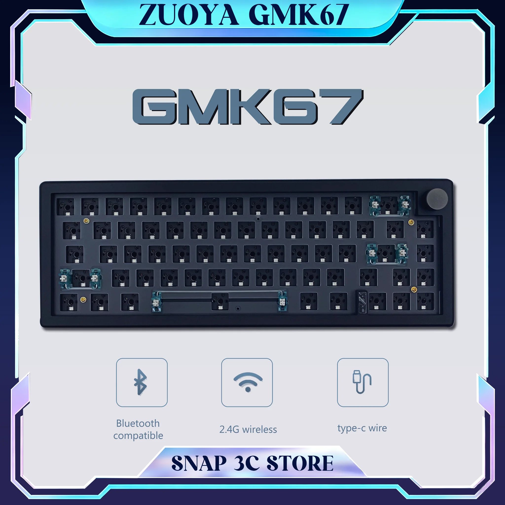 ZUOYA GMK67 Mechanical Keyboard DIY Kit Gasket Mount 3-Mode Wireless Bluetooth Hot Swap RGB Barebone Knob HiFi Thocky Sound