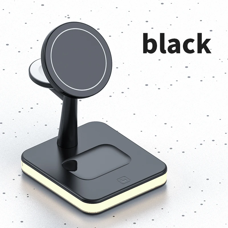 2025 Fast 15w Wireless Charging Stand With Led Night Light 4 In1 Wireless Charger Power Bank Station Custom Logo Dropshipping