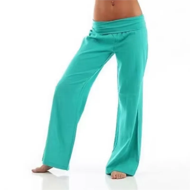 Pantalon de jogging décontracté taille haute à jambe large couleur unie pour femme – Nouveauté été, idéal pour la maison, le yoga, le sport et le quotidien, extensible