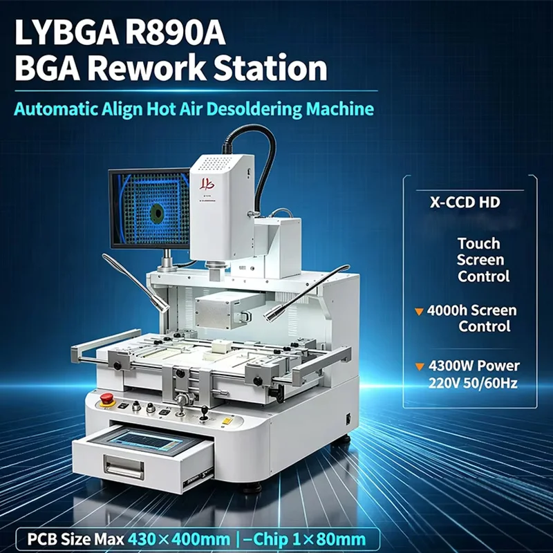 LYBGA R890A Automatic Align Hot Air BGA Rework Station X‑CCD HD Touch Screen Laptop Motherboard IC Repair Desoldering Machine